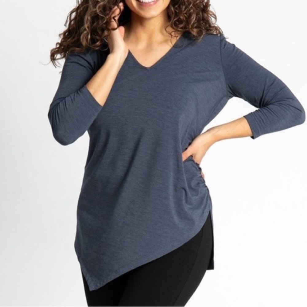 Betabrand Women's Katie Tunic Navy Blue Size Large